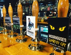 Scaredy Cat Pump Clip on the Bar next to 3 other award-winning Beers.