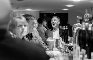 Brewery Tour guests enjoying a pint of Moorhouse's Beers.