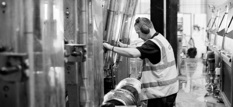 Moorhouse's Brewery Racking Casks while wearing Ear Defenders.